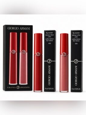 Giorgio Armani Lip Maestro Intense Velvet Color Duo Set - Shades 400 & 500 - New